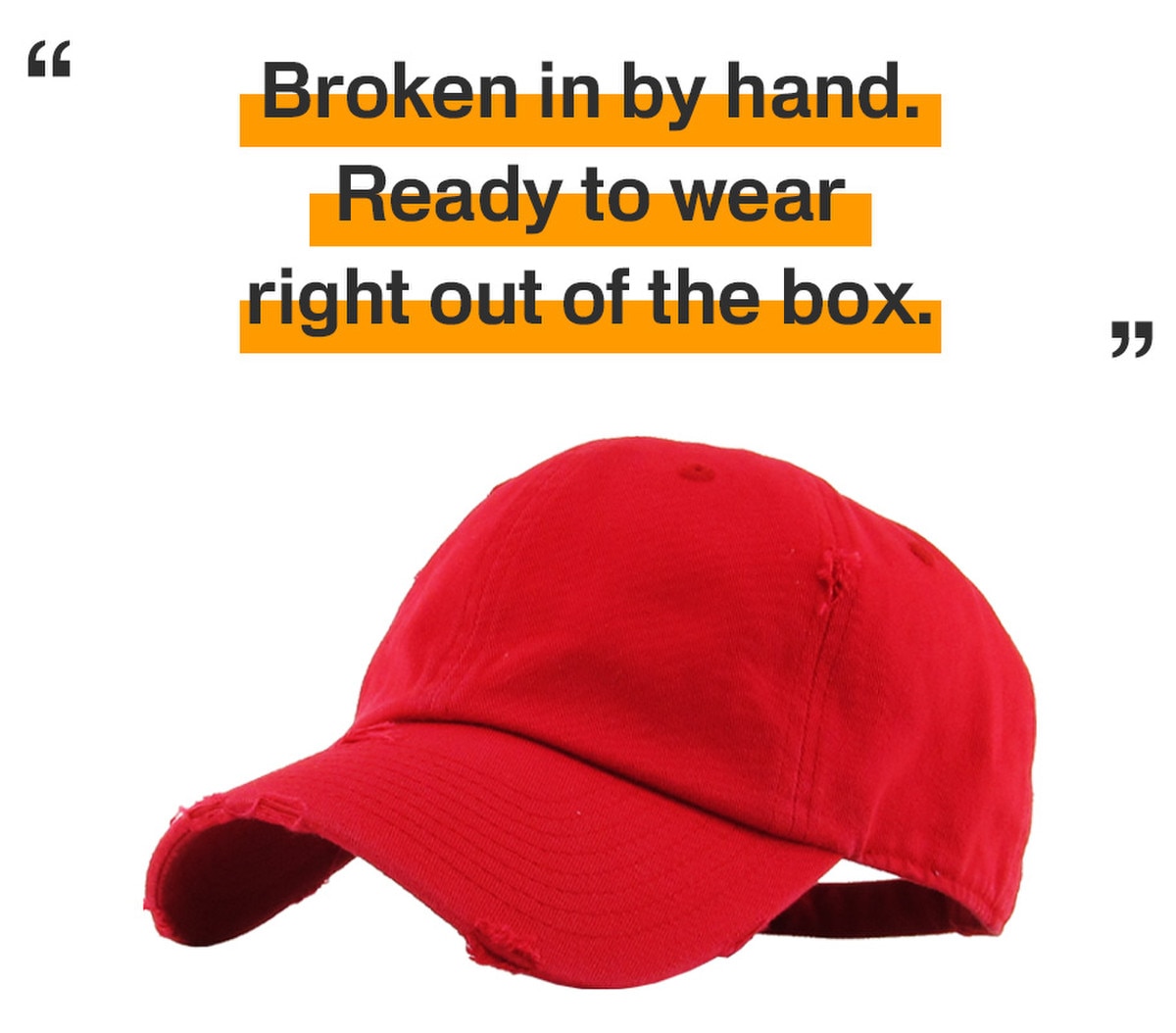 Red Distressed Vintage Baseball Cap Front Side View